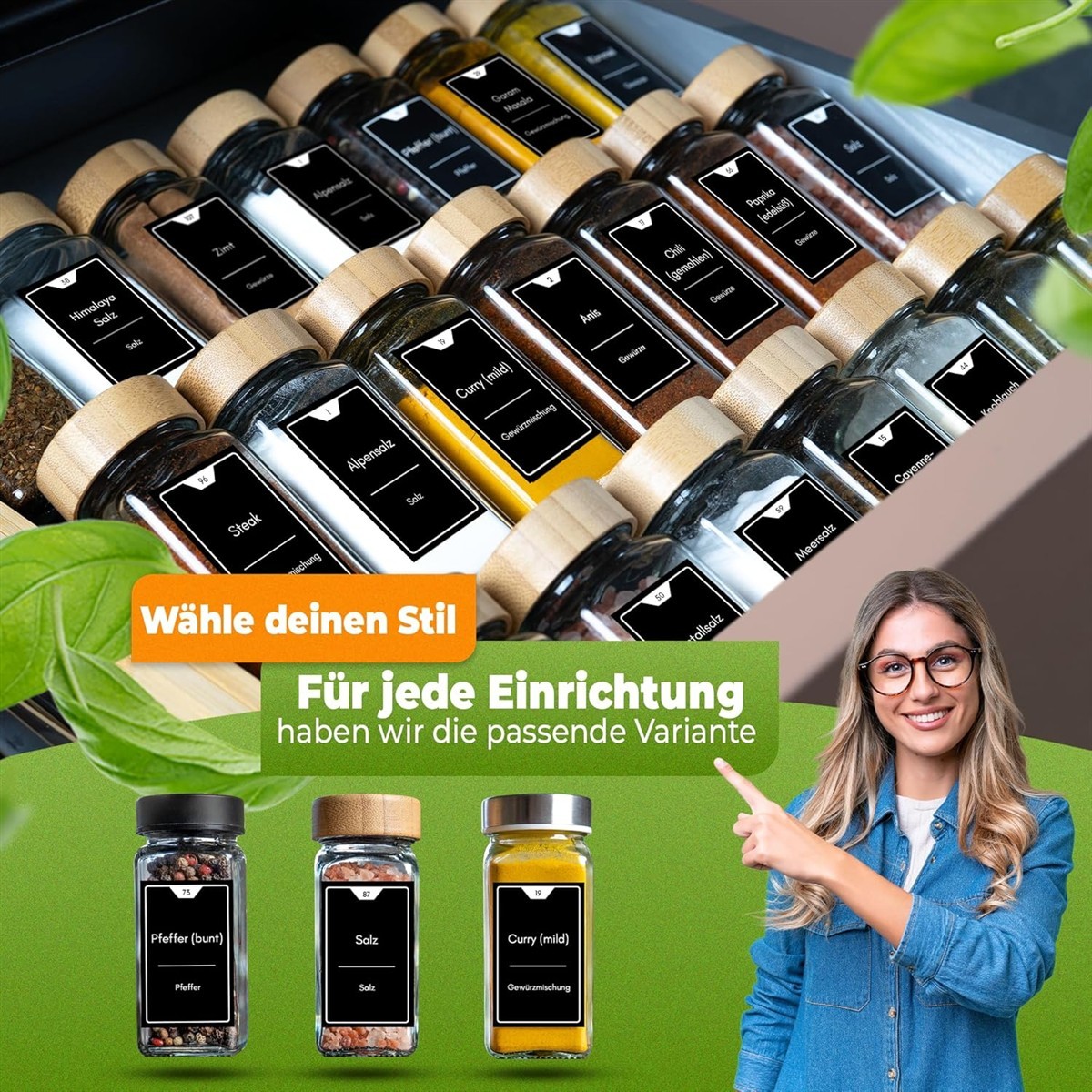 Gewürzglas, Gewürze, Küchenzubehör, Pfeffer Salz Curry, Kunstmuster