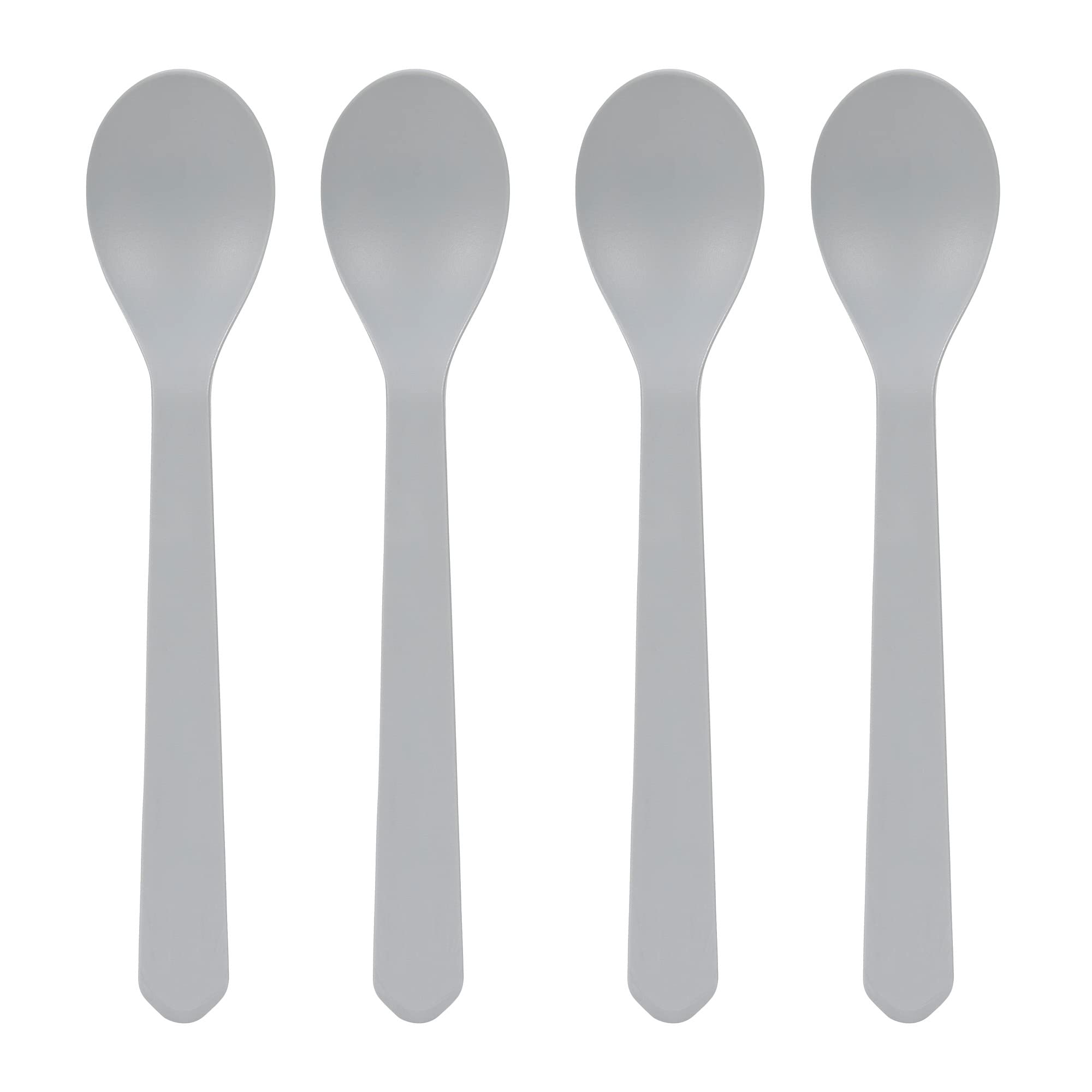 LÄSSIG Kinderbesteck Kinderlöffel Set 4-teilig ohne Melamin, BPA-frei, aus Biokomposit/Spoon Set 4 pcs Geo, grey-blue