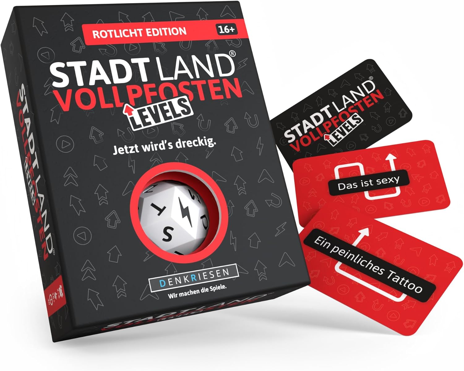 DENKRIESEN - Stadt Land Vollpfosten Levels ? Rotlicht Edition - Jetzt wird's dreckig.' | 60 Karten Blitzwürfel Party Reisespiel Stadt Land Fluss