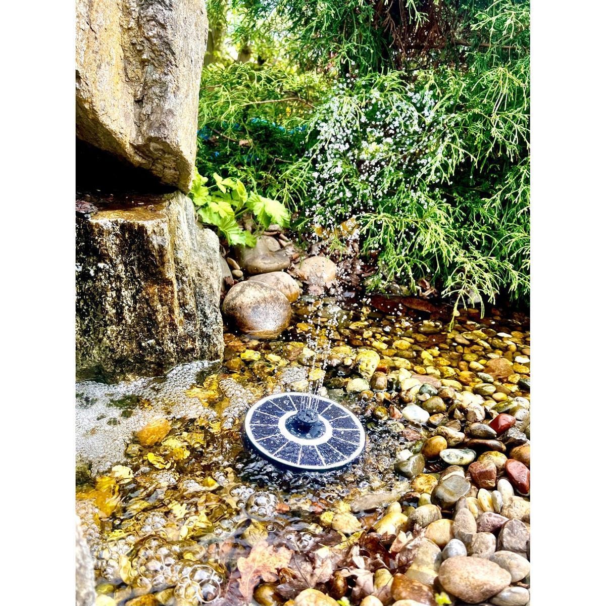 Solarmodul, Brunnen, Garten, Wasser, Steine