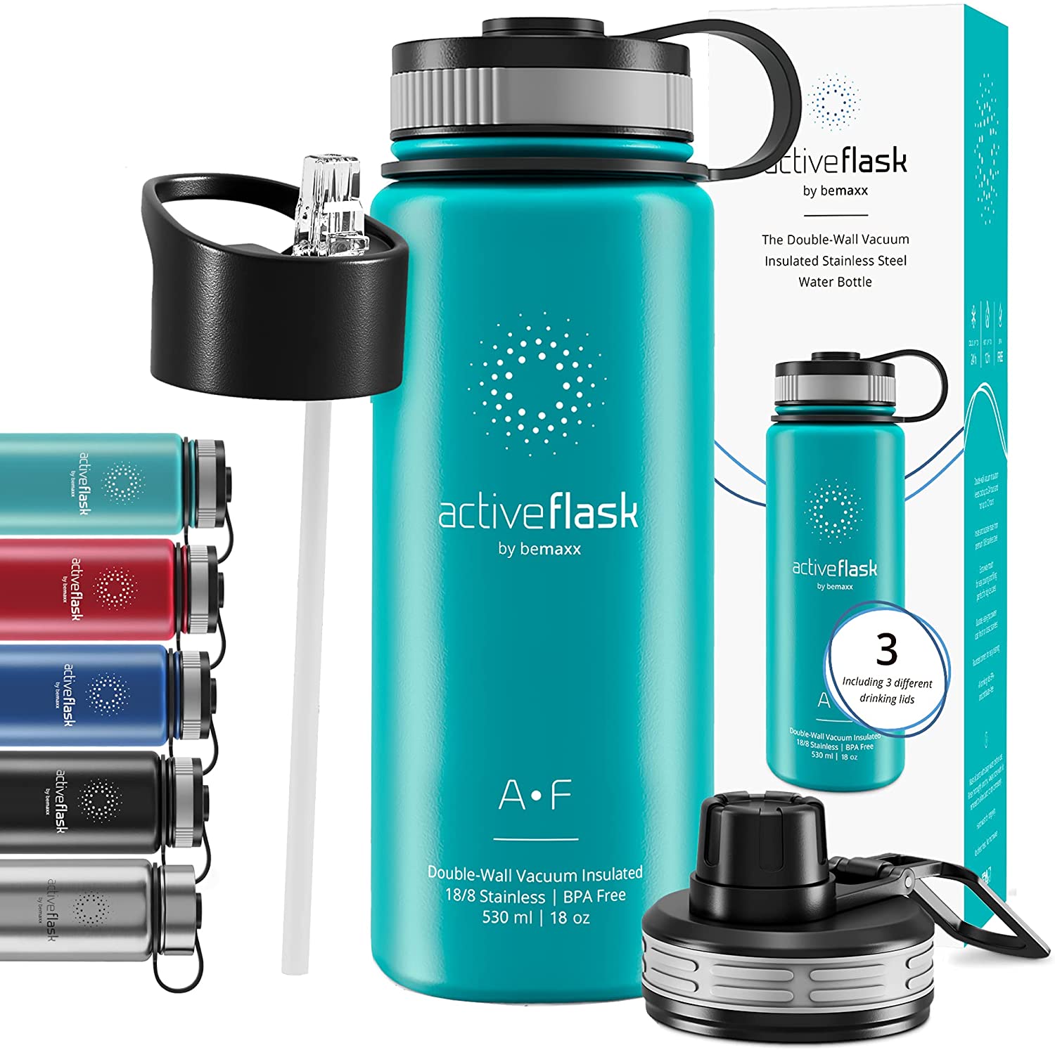BeMaxx Trinkflasche Edelstahl ACTIVE FLASK türkis 410ml