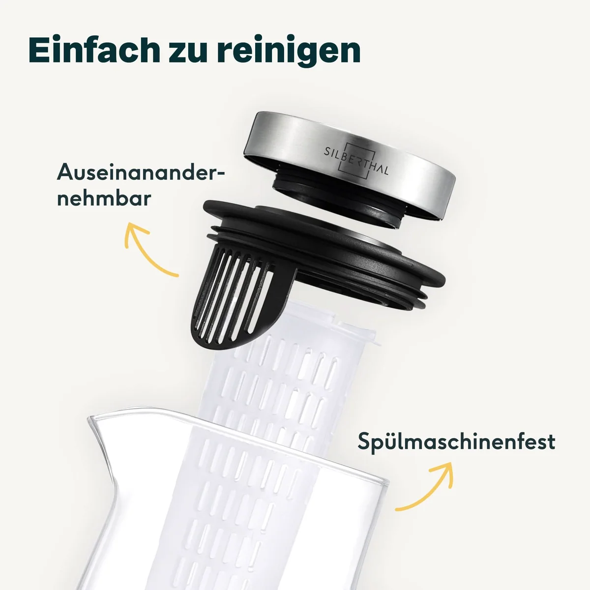 Trinkflasche, Teesieb, Edelstahlverschluss, Herausnehmbarer Filter, Spülmaschinenfest
