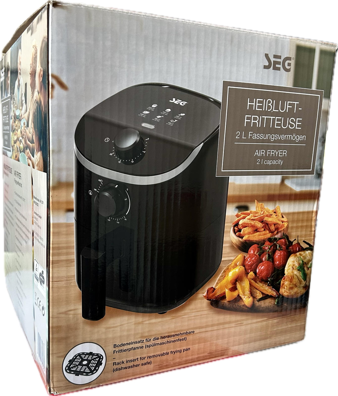 SEG Heißluftfritteuse 2 Liter AirFryer Fryer Fritteuse 900 Watt