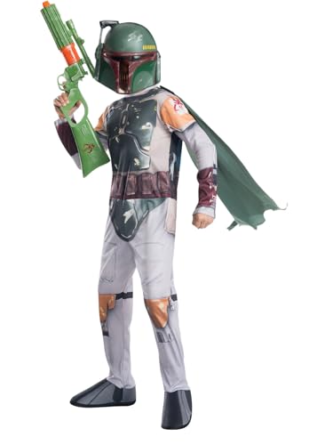 Generique - Boba Fett-Lizenzkostüm für Kinder Star Wars Weiss-grün-Gold 3-4 Jahre