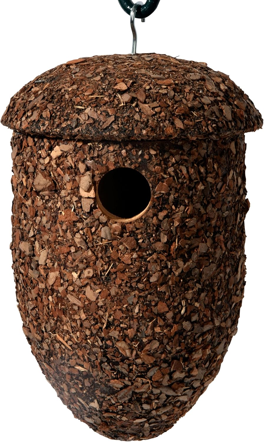 dobar green label Nistkasten "Eichelform"- Höhlenbrüter-Nistkasten - Vogelkasten aus Massivholz - Nisthilfe für Kohlmeisen, Spatzen, Kleiber- Meisenkasten - Ø Einflugloch 33 mm - Dunkelbraun