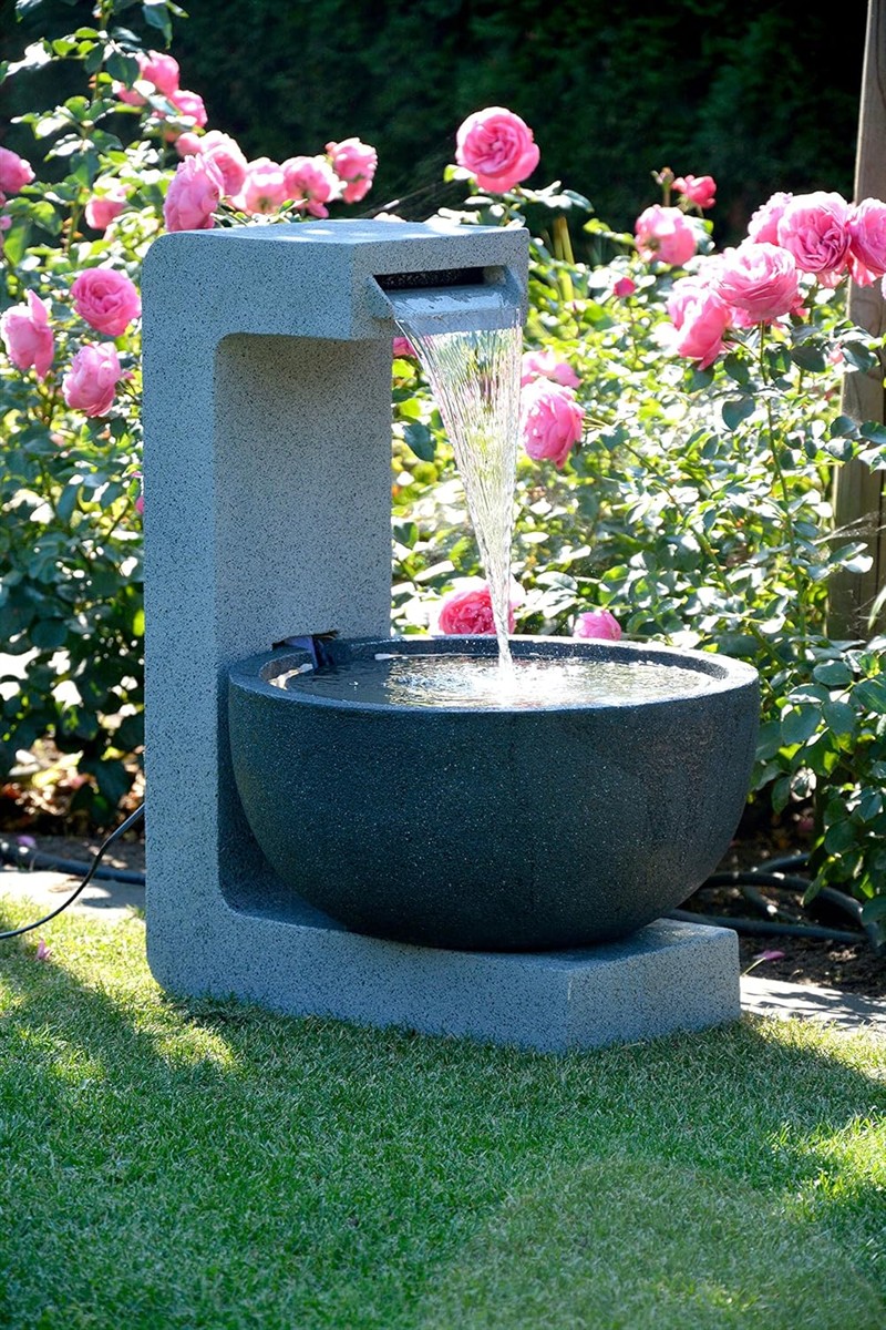 Brunnen, Wasserspiel, Steinstruktur, Gartenbrunnen, Kugelbrunnen