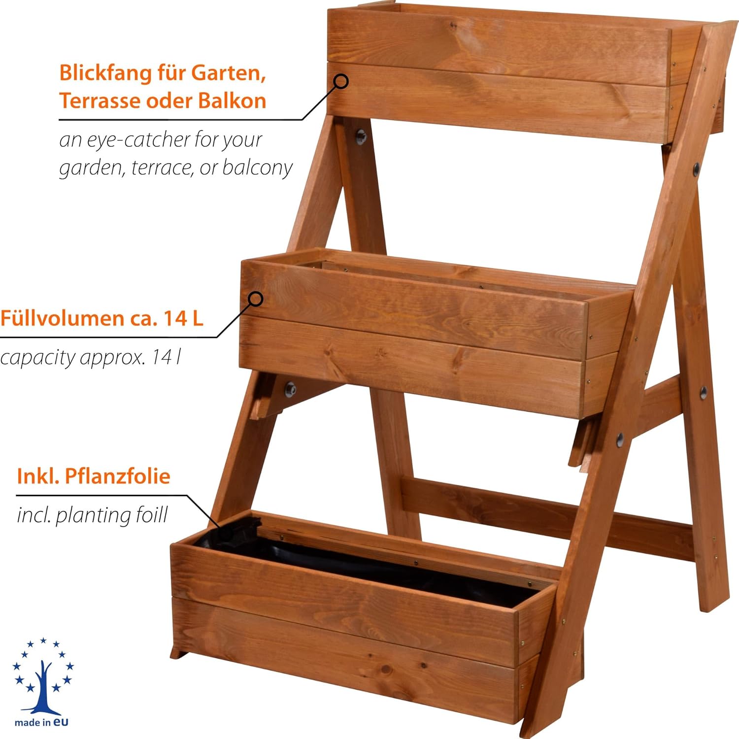 Dobar Pflanztreppe 3-stufig – Massivholz 60 x 70 cm