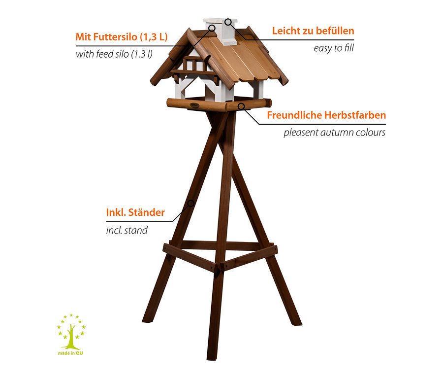 Vogelhaus, Futterstelle, Ständer, Holz, Winterfarben