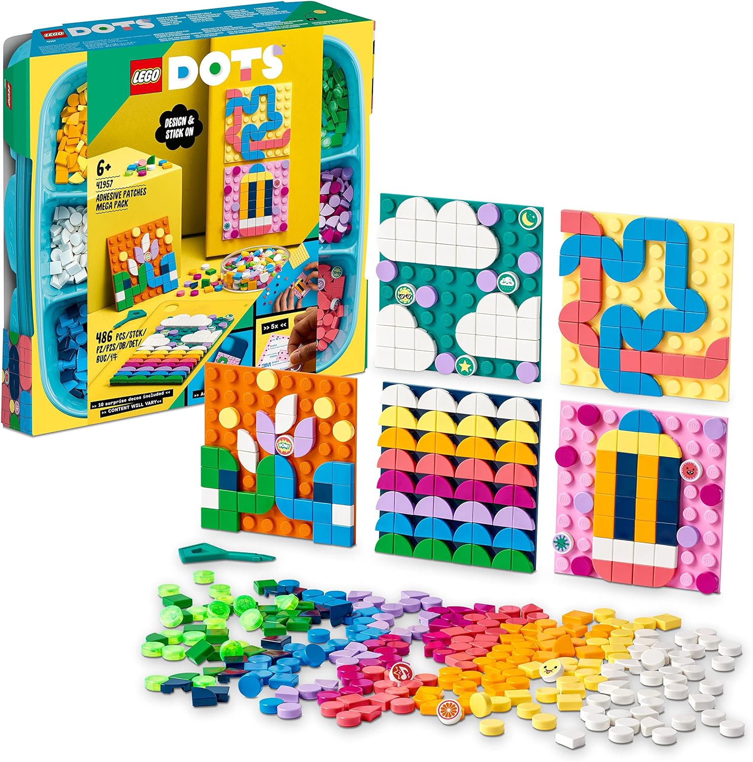 LEGO 41957 DOTS Kreativ Aufkleber Set 5in1 DIY Bastelset Spielzeug zum Basteln Mosaik Legobausteine Legosets Legosteine Bausteine Sets Steine