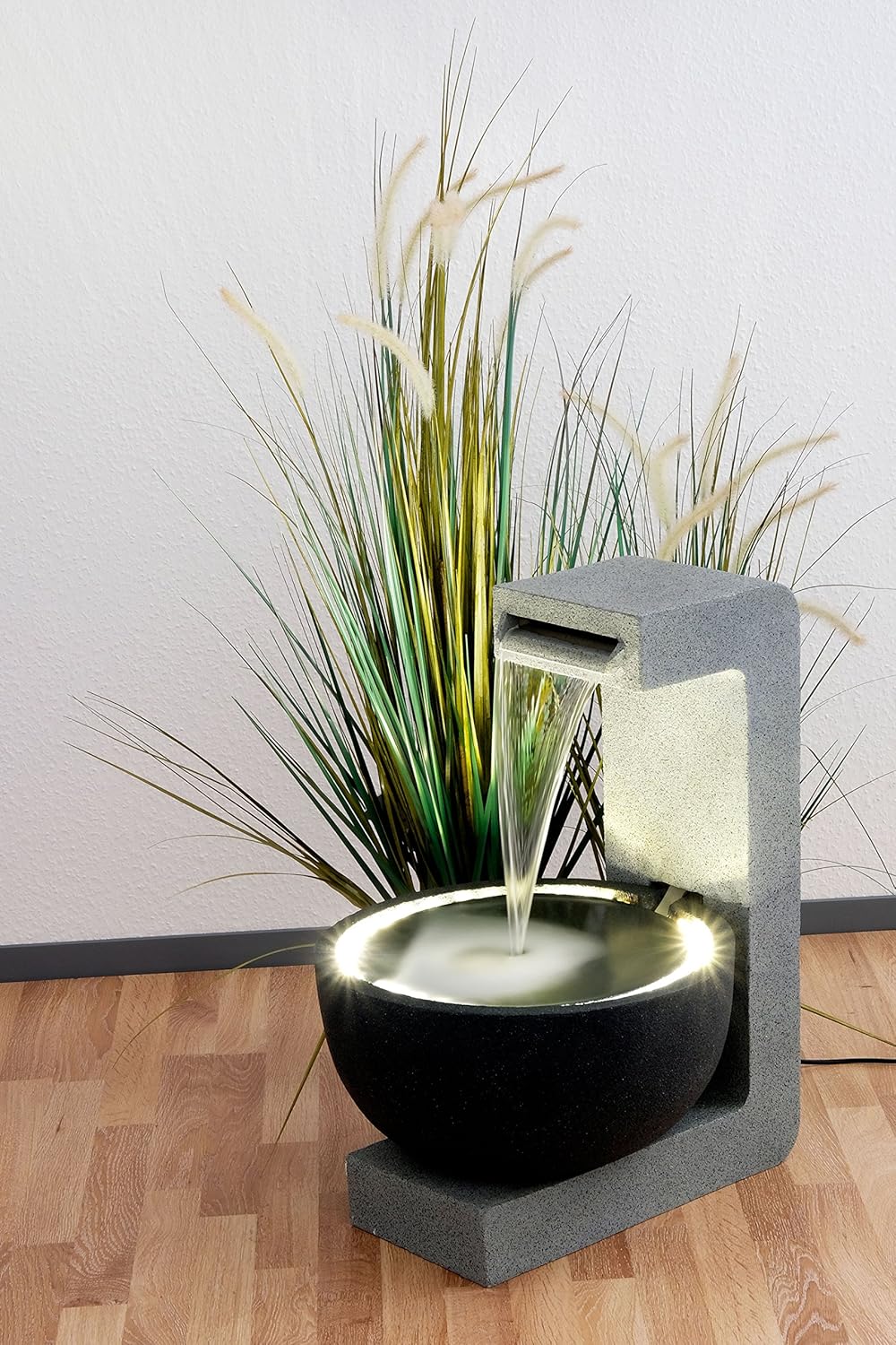 Brunnen, Wasserspiel, Dekofontäne, Blumenarrangement, Skulptur