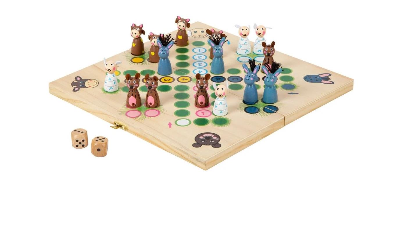 Small foot 6257 - Ludo Farmtiere Würfelspiel Holz, 29 cm