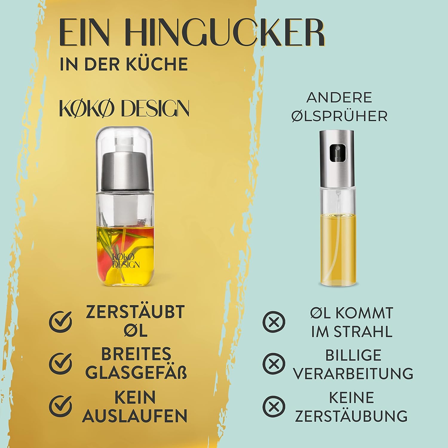 KØKØ Design Öl Sprüher PRO LINE Zerstäubung Ölsprüher Speiseöl