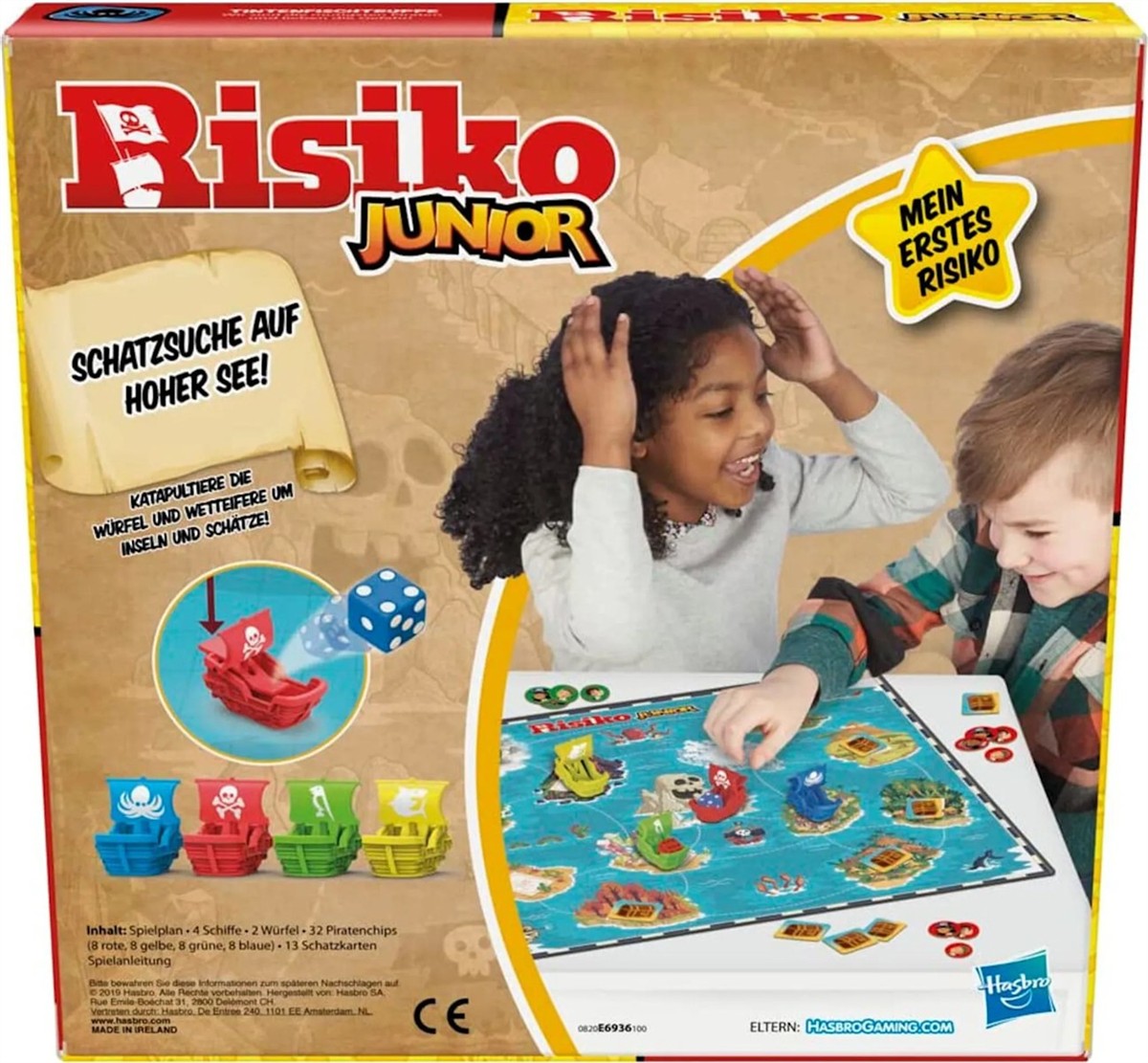 Juniorspiel, Piraten-Thema, Spielbrett, Würfel, Piratenschiffe
