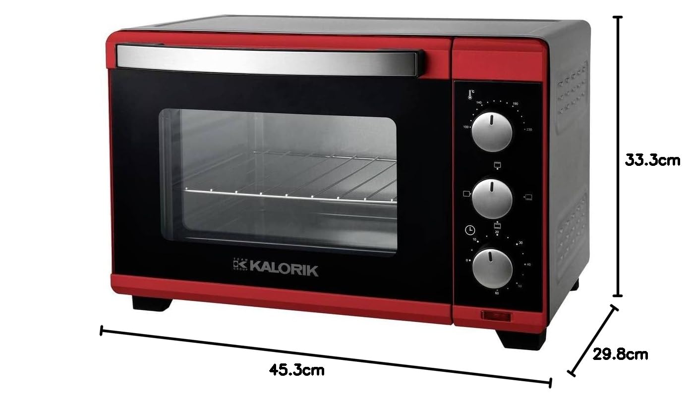Kalorik Backofen 19L TKG OT 2011 SR Minibackofen mit Thermostat Kontrollleuchte Grillfunktion Backblech Grillrost und Griff 60 Minuten-Timer Silber 1280W
