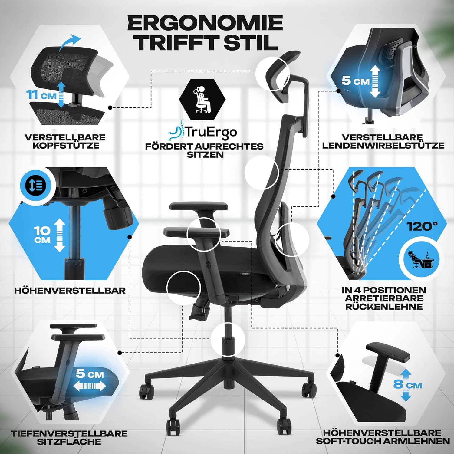 VALKENSTOL M3 Ergonomischer Bürostuhl 150 kg Schreibtischstuhl