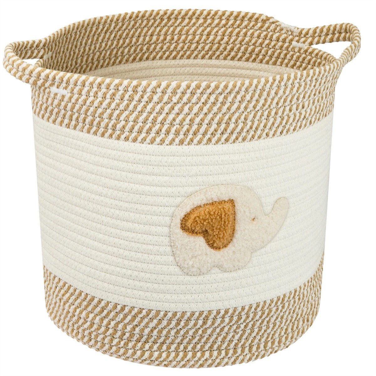 HMF Aufbewahrungskorb mit Griffen Korb für Kinderzimmer aus Baumwolle Elefant 30,5 x 30,5 cm