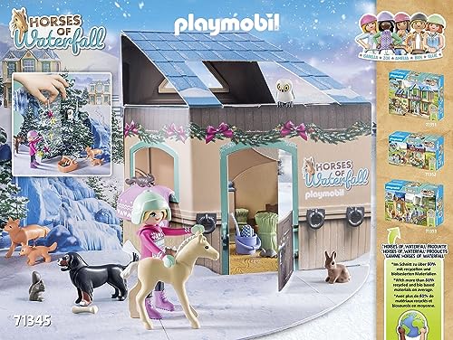 PLAYMOBIL Adventskalender Pferde 71345 Weihnachtliche Schlittenfahrt Horses of Waterfall Spielfiguren Adventszeit Weihnachten