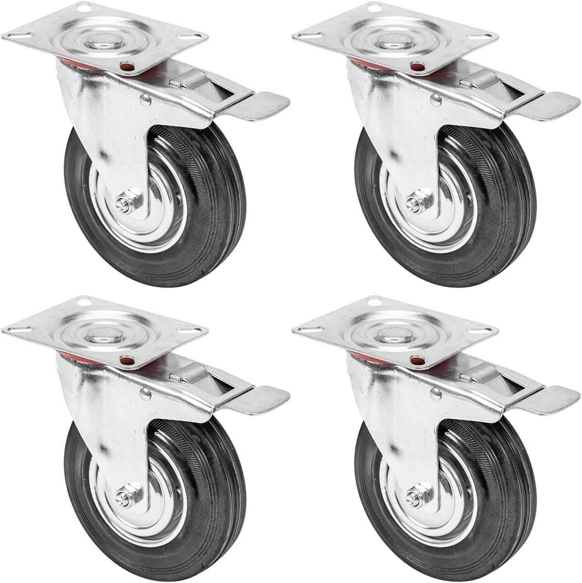 Roller, Rollenkopf, Transportrollen, Metall-Lagerung, Vierer-Pack