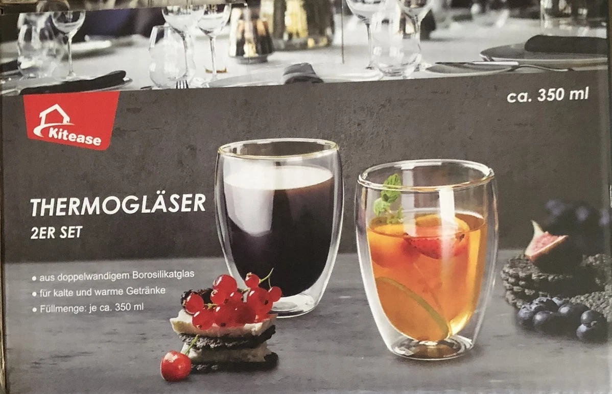 Kitease Thermogläser 2er Set, doppelwandig