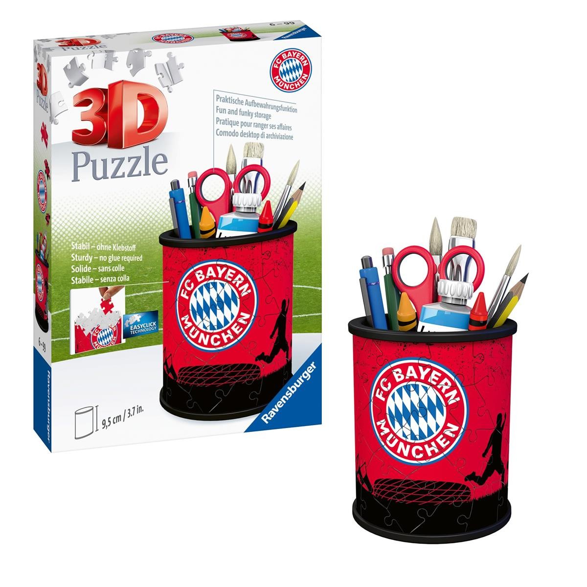 3D-Puzzle, Stifthalter, FC Bayern, roter Zylinder, Schreibtischzubehör