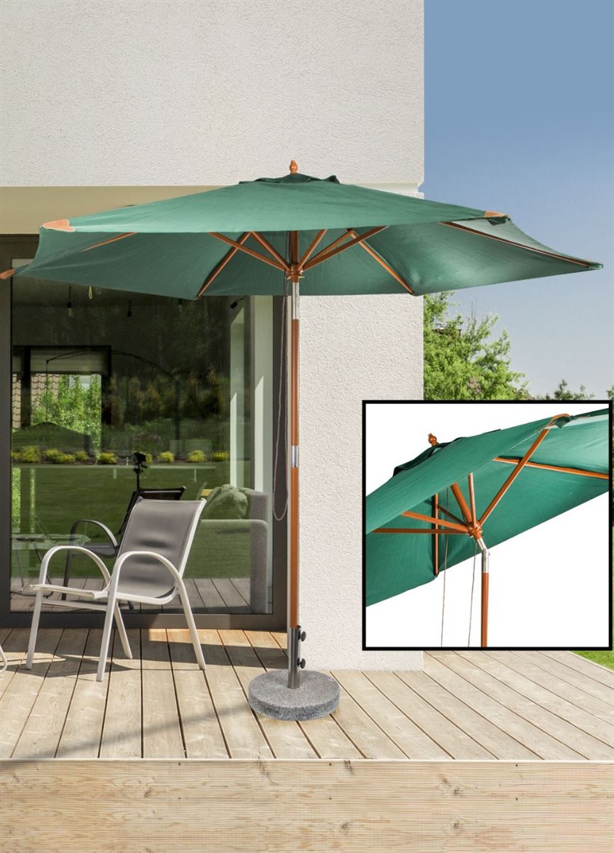 Sonnenschirm, Schirm, Garten, Holzgriff, Teakenrichtung