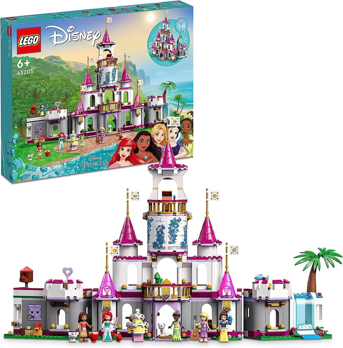 LEGO 43205 Disney Princess Ultimatives Abenteuerschloss Prinzessinnen-Schloss-Spielzeug Haus mit Mini-Puppen Ariel Vaiana Tiana LEGO-Sets LEGO-Steine Bausteine Sets