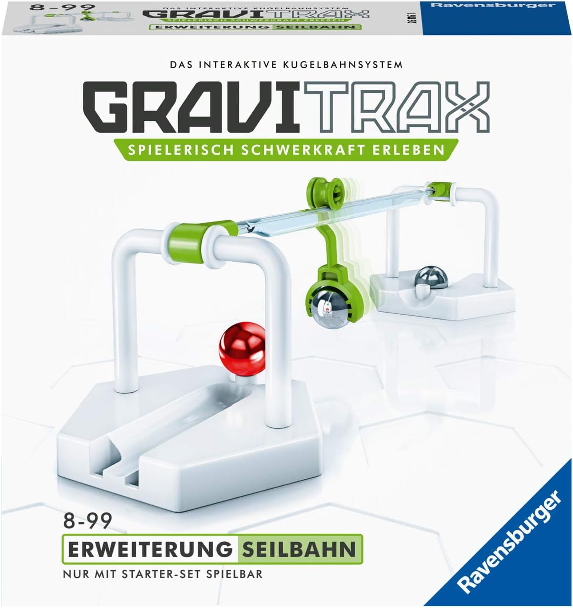 Ravensburger GraviTrax 26116 Erweiterung Seilbahn Zubehör für spektakuläre Kugelbahnen Konstruktionsspielzeug