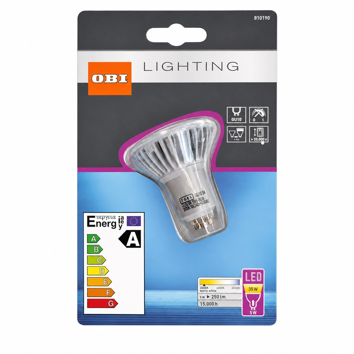 LED, Glühlampe, GU10, 5W, Energieklasse A
