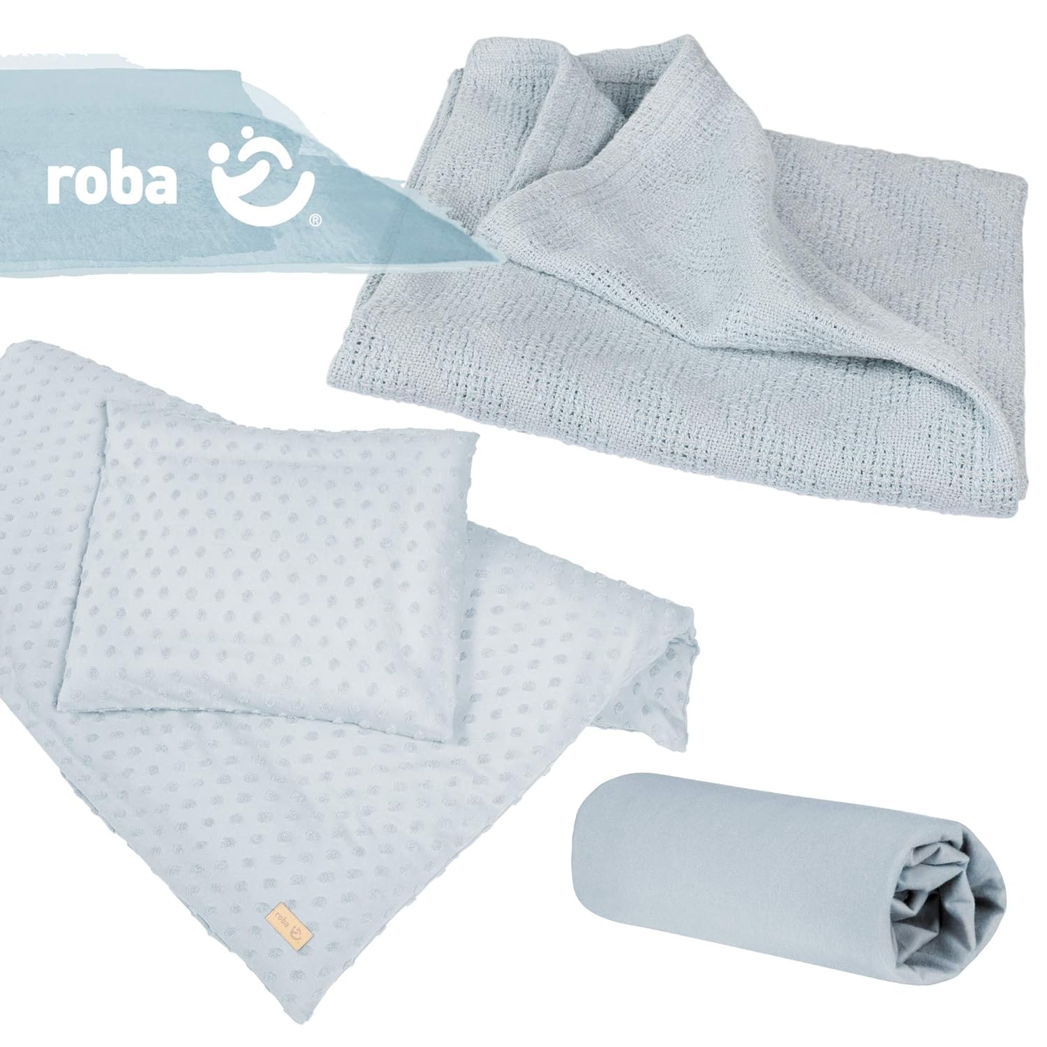 Roba 228S04T3 Geschenkset Lil Planet BIO Jersey Baby Bettwäsche Spannbettlaken und Decke
