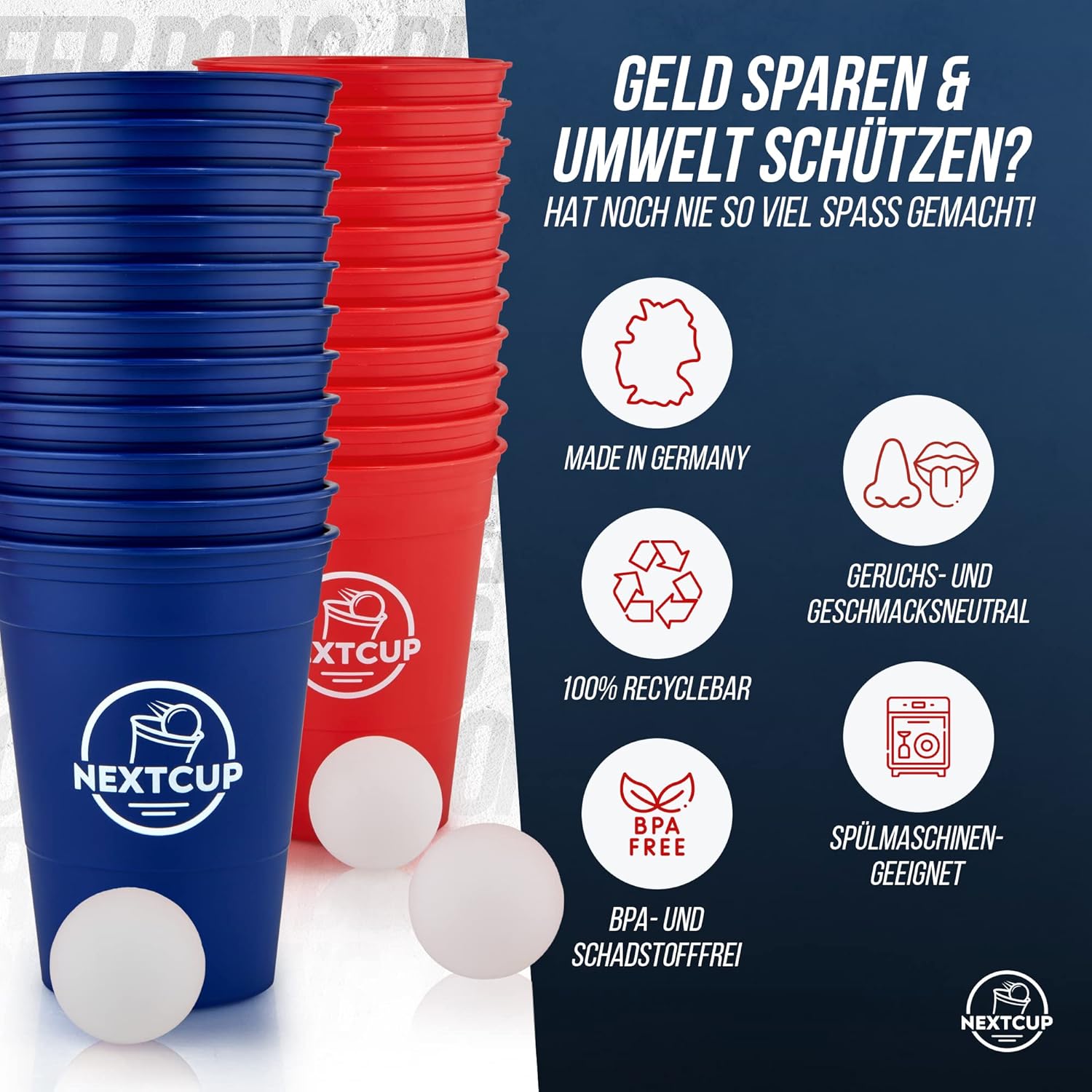 NEXTCUP Becher Set 22 extra stabile und nachhaltige Hartplastik Becher