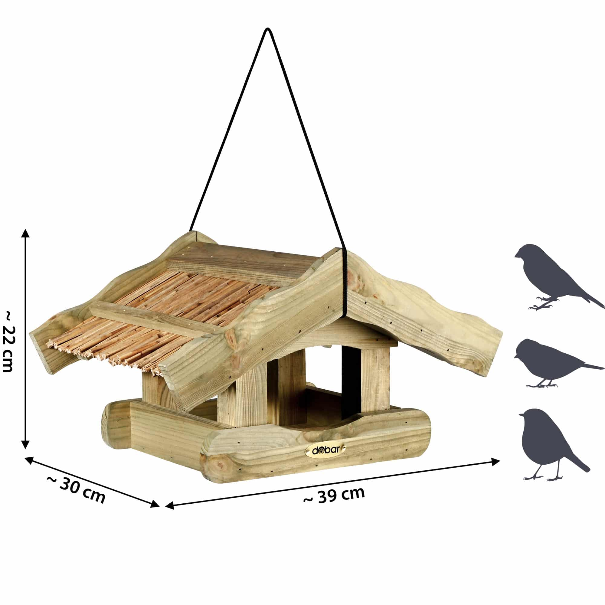 Dobar Vogelfutterhaus „Saksun“ mit Schilfdach hängend