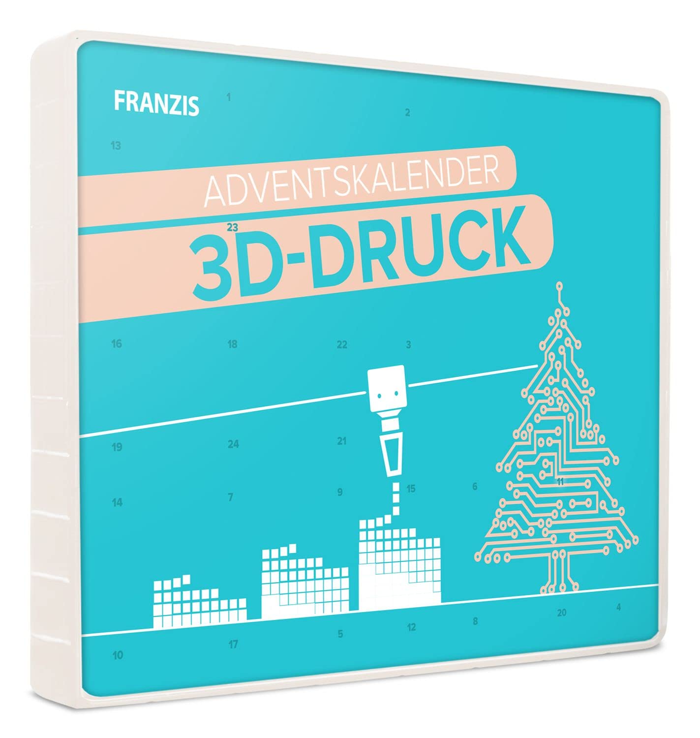 FRANZIS 67280 - Adventskalender 3D Druck für Maker, 24 3D-Druck- und Elektronikprojekte für die Adventszeit