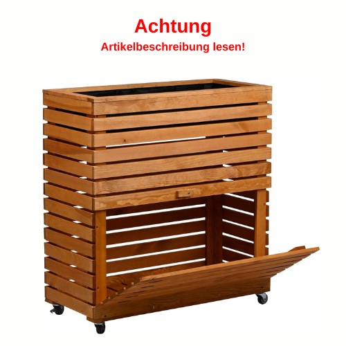 Holzkorb, Blumenkorb, Rollwerkzeug, Teakholz, auf Rädern