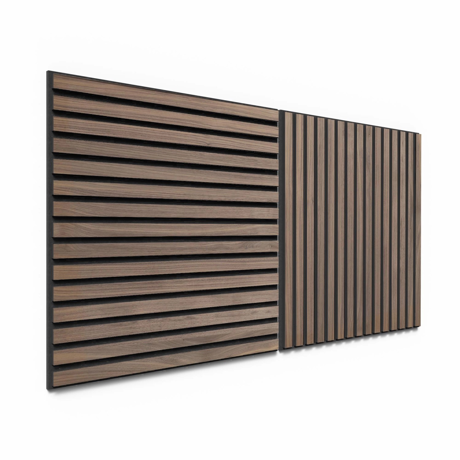 Akustikpaneel Wandverkleidung Walnuss MDF Schw. Akustikfilz Schwarz 60 cm 2 St.