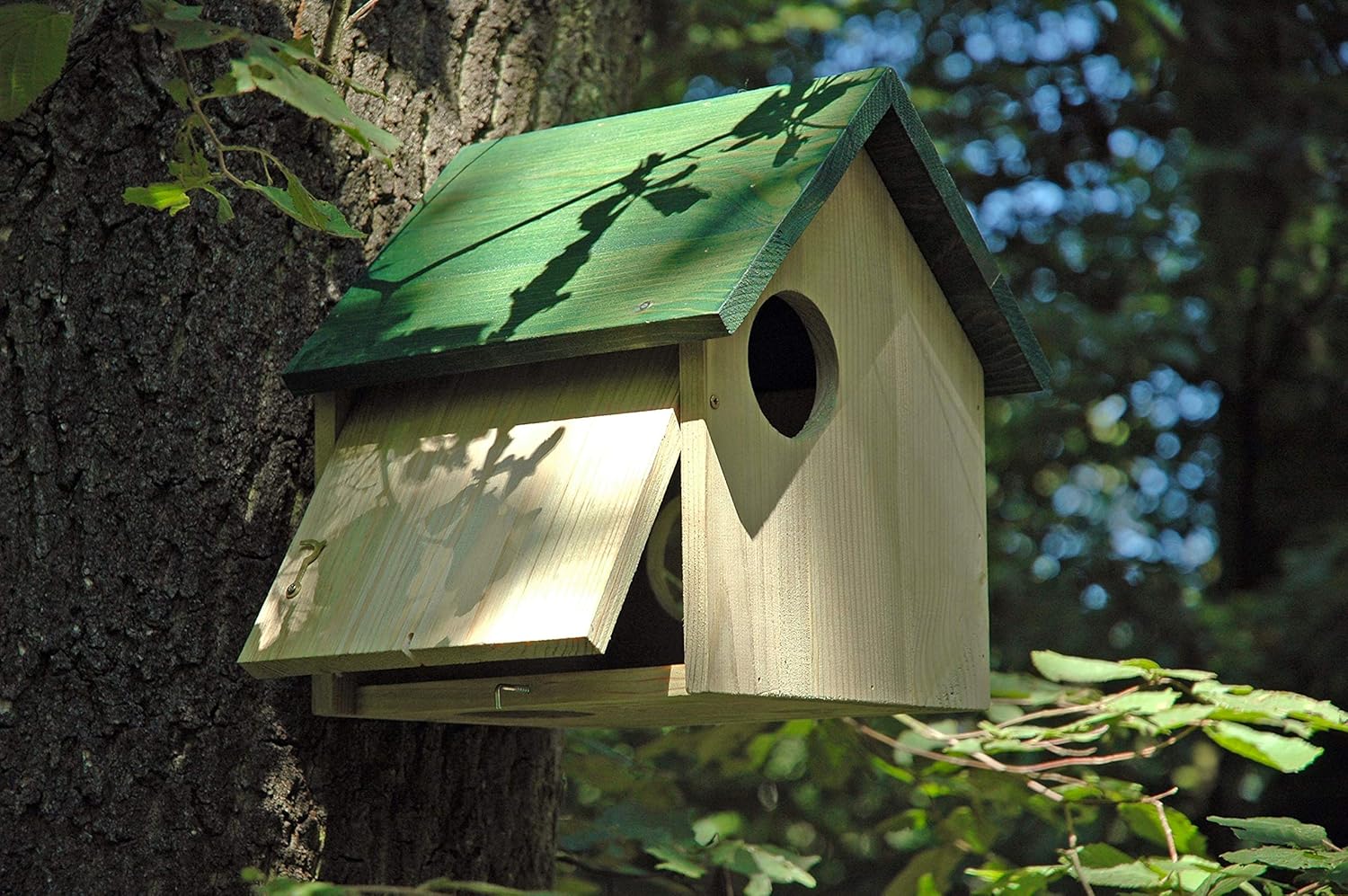 dobar Eichhörnchenkobel - Eichhörnchenhaus aus Massivholz - Futterhaus für Eichhörnchen - Eichhhörnchen Schlafhaus mit 3 Eingängen  25 x 26 x 28,5 cm  Grün DH122
