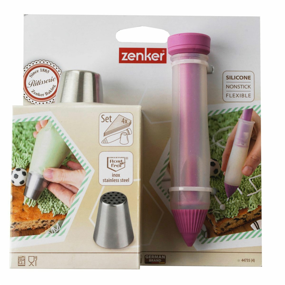 Fackelmann Zenker Spielfeld-Dekorier-Set 6-teilig Garnierset mit Spritzbeuteln
