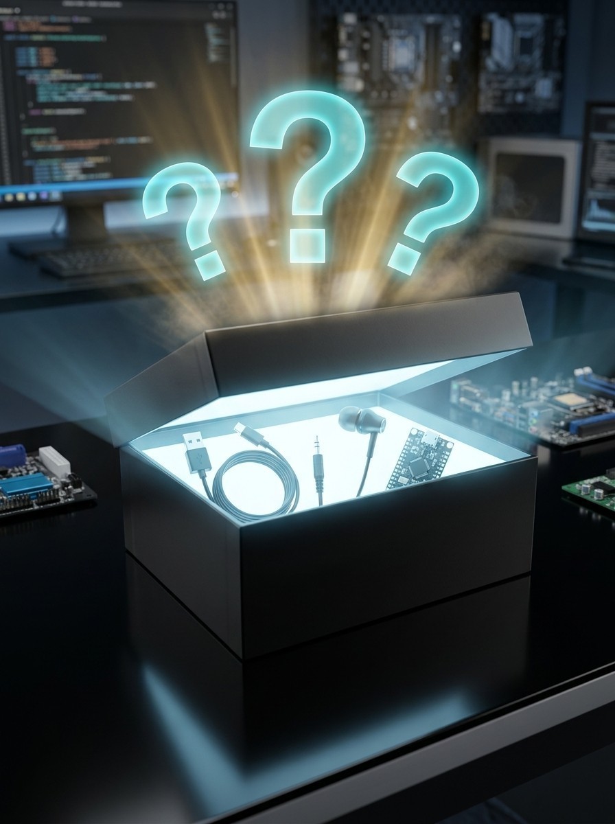 hardware, box, kabel, ohrenstöpsel, usb