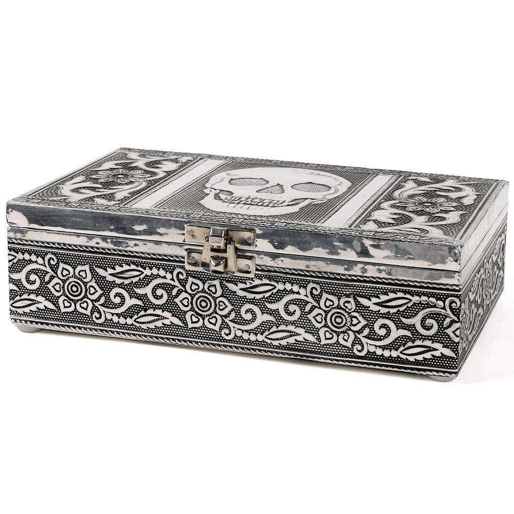 Schmuckbox aus Aluminium, verschiedene Designs, 20 x 12 x 6 cm