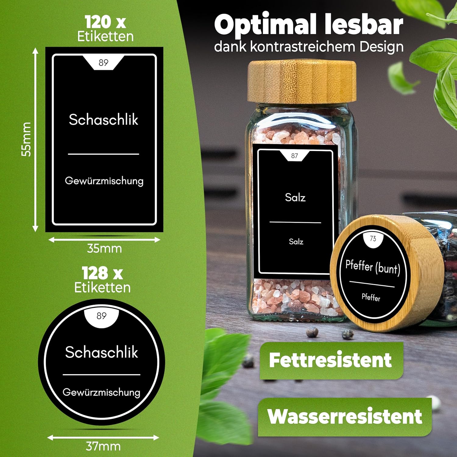 Salz, Pfeffer, Gewürzmischung, Gewürzbehälter, Deckel Holz