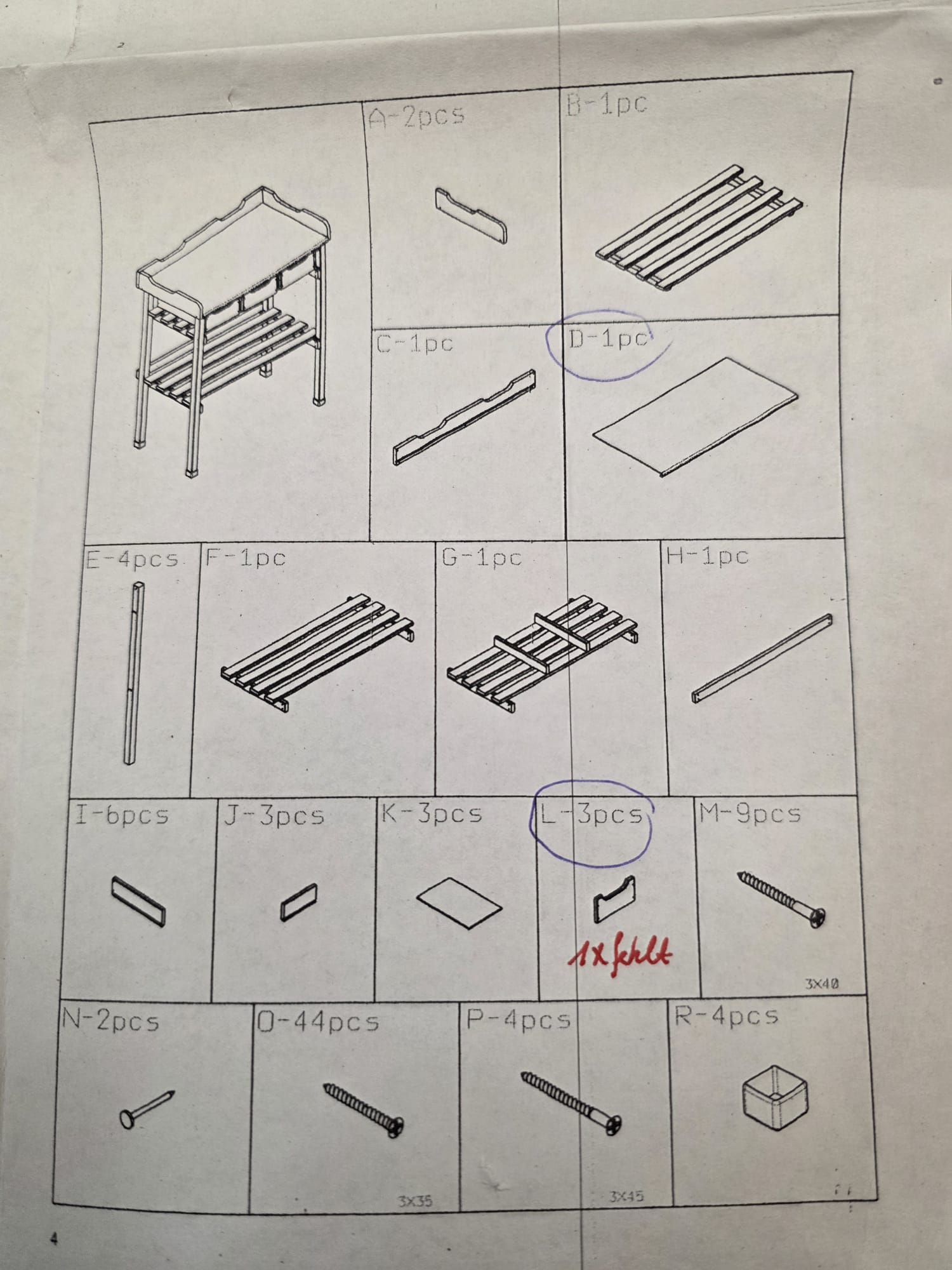 Dobar Pflanztisch aus Holz mit 3 Schubladen DH116