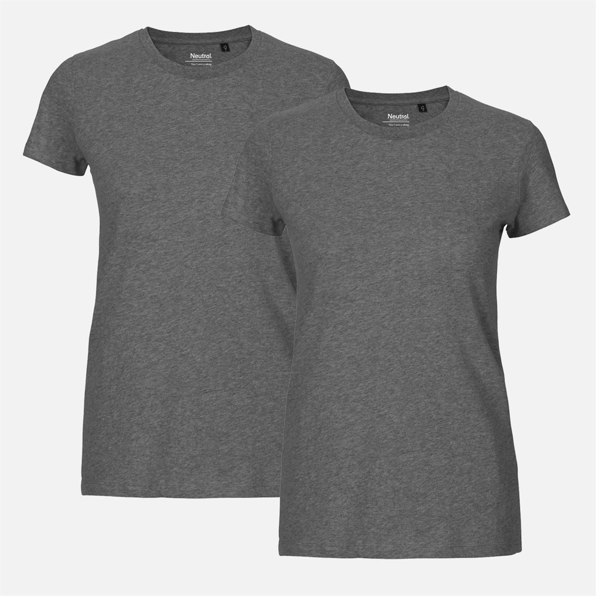 T-Shirt, Kurzarm, Rundhals, Dunkelgrau meliert, 2er-Pack