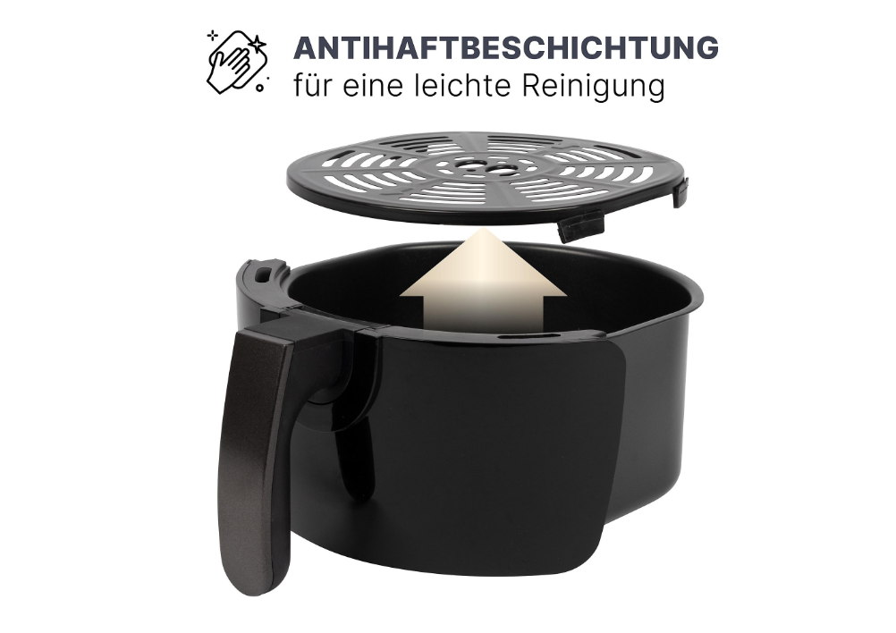 CLATRONIC FR3780H Heißluft-Fritteuse (3,6 l, 1350 Watt, Schwarz)