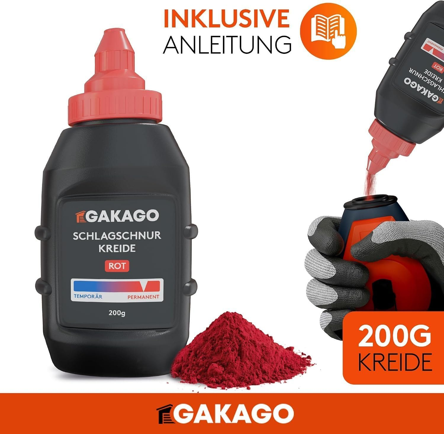 Schlachtschnur, Kreide, Rot, 200g, GAKAGO