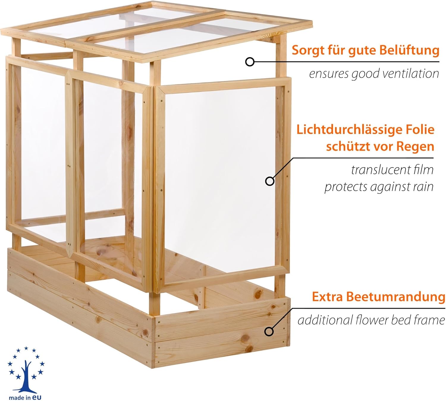 dobar Tomatenhaus aus Holz Gewächshaus Pflanzenhaus mit Rankhilfe Gemüseanbau