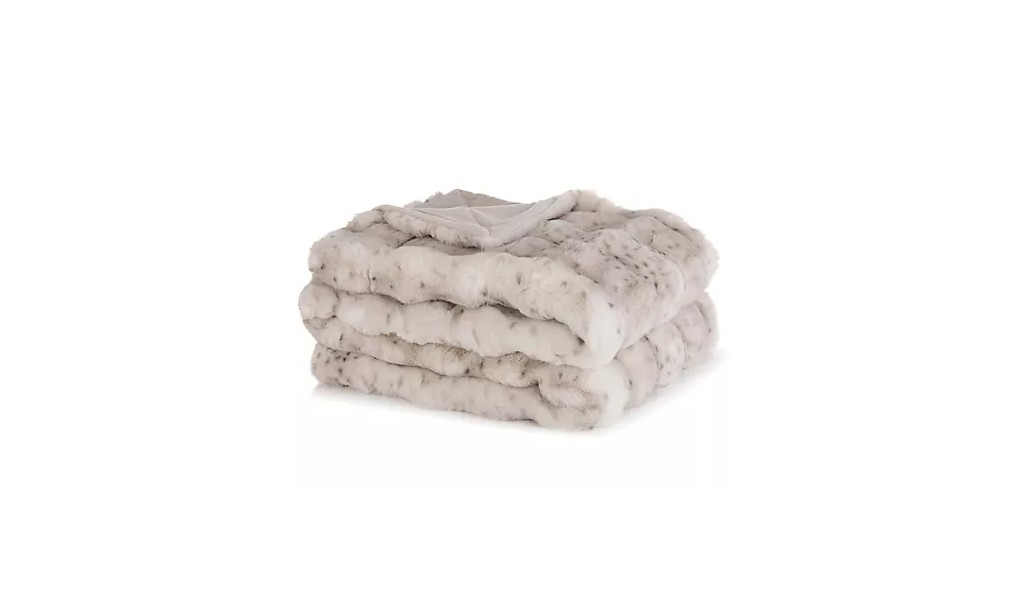 MONT CHALET Premium Fellplaid 3D-Optik Animalprint Decke Kuscheldecke Schneefuchs