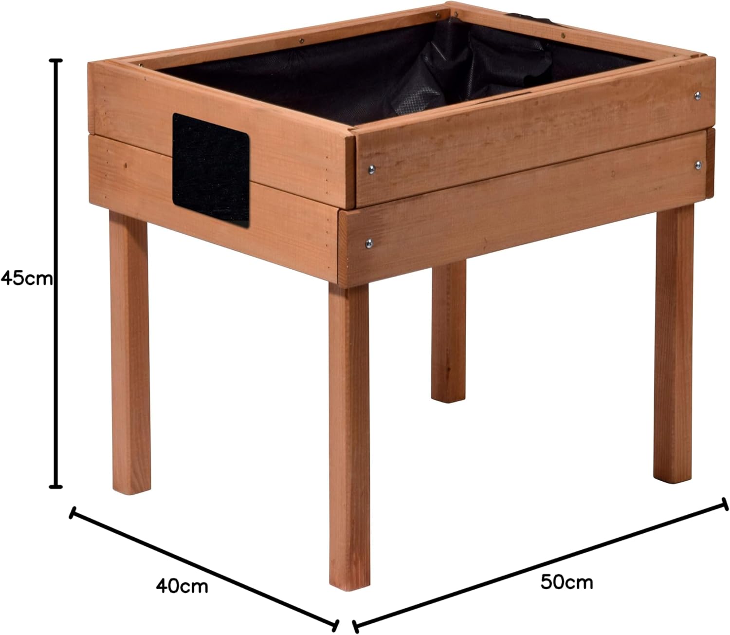 dobar Kinderhochbeet mit Kreidetafel Mini Hochbeet Holz | erhöhter Pflanzkasten für Kinder | Salatbeet auf Stelzen | Kleines Kräuterbeet Garten/Terrasse/Balkon 50 x 40 x 45 cm Braun