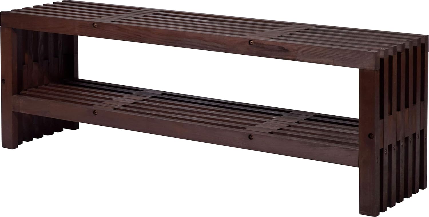 Dobar Gartenbank Svensson mit Kaminholzfach Sitzbank Holzbank braun DH127