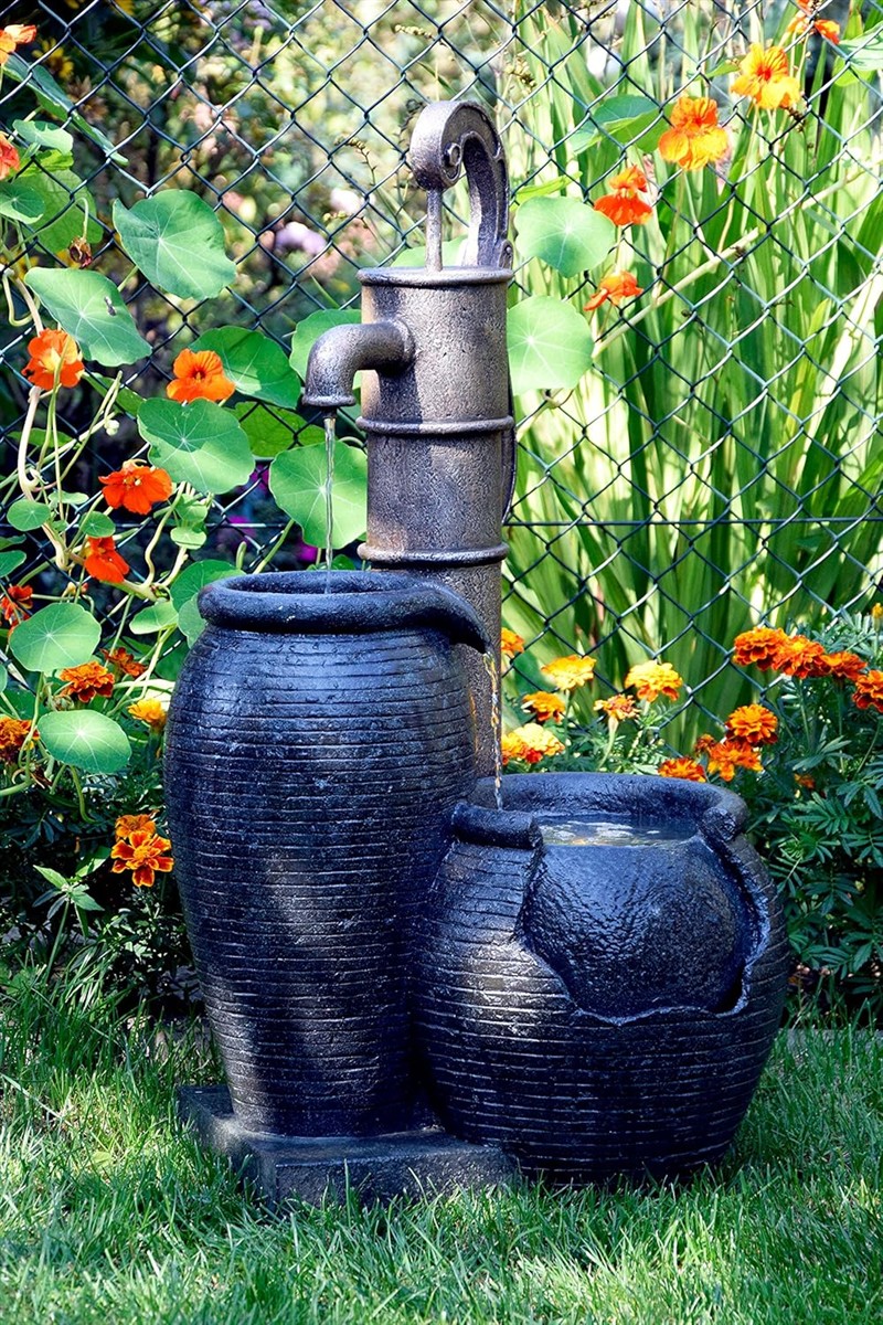 Vogeltränke, Gartenbrunnen, Antik-Look, Metall, Kanne