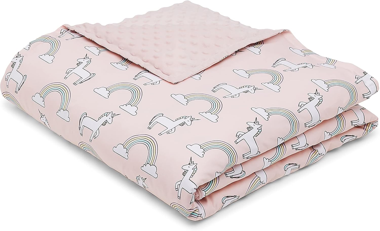 Amazon Basics Baumwoll-Gewichtsdecke für Kinder mit umkehrbarer Mikrovisionsabdeckung 5 lbs 36 x 48 Zoll umkehrbar pink/einhorn