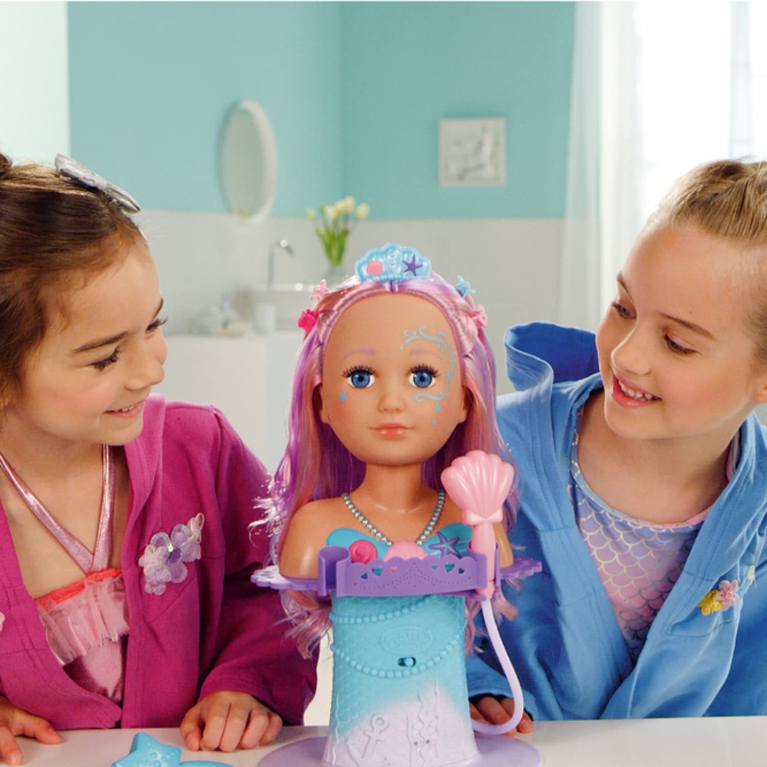 Zapf Creation 830550 BABY born Sister Styling Head Meerjungfrau Schminkkopf Frisierkopf Duschkopf